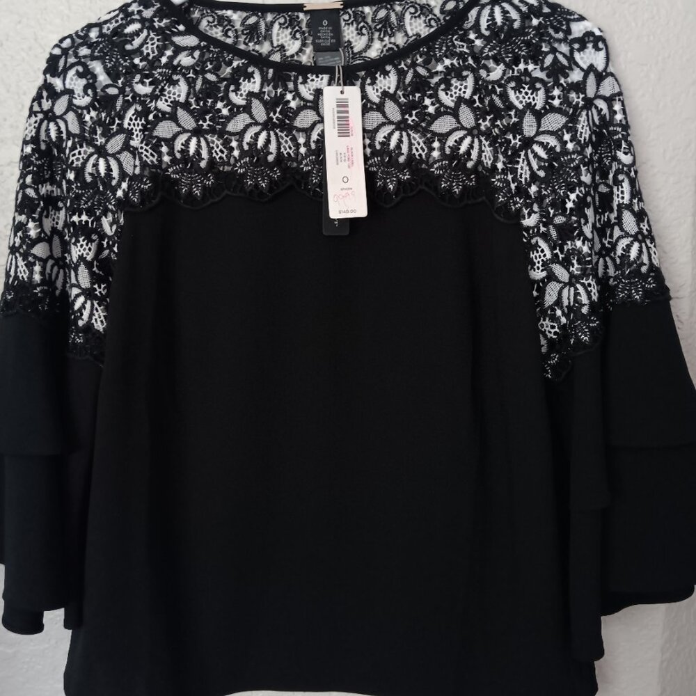CHICOS BELL SLEEVE LACE BLOUSE